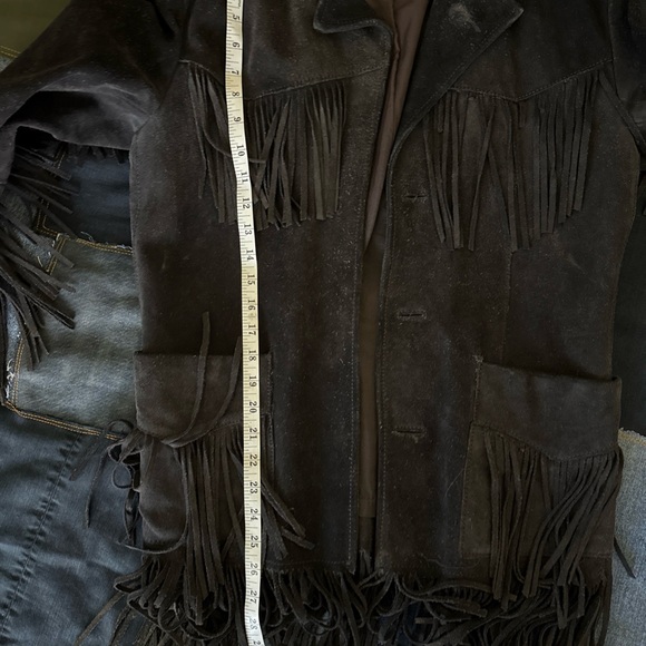 Vintage Black Suede Fringe Leather Jacket - Picture 15 of 16